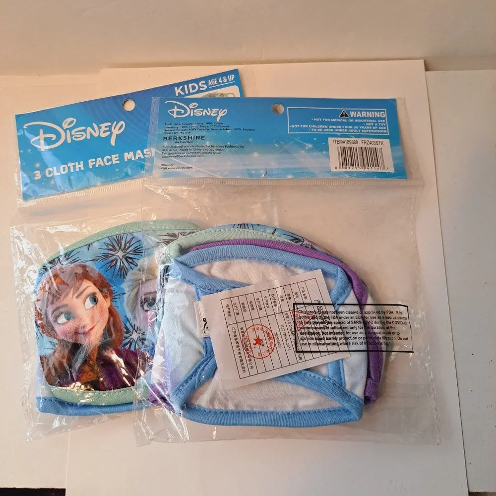 2 Packs Disney Frozen Elsa Anna 3 Pack Cloth Face Mask Washable Kids Ages 4 & Up